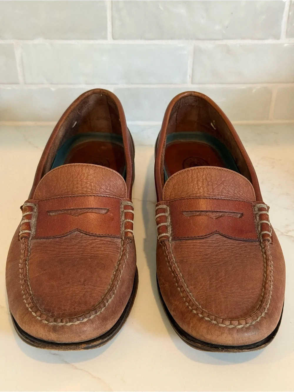 H.S. Trask Men's Pebbled Leather Loafers Made In Brazil Sz11M Preppy Moc Toe